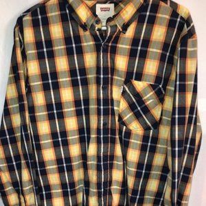 Levi's Blue and Navy Button Up Long Sleeve Shirt L